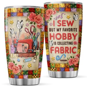 9sunflower sewing coffee tumbler fabric machinist mothers day birthday gifts for women wife mom travel mug with lid insulated drinking cups cold steel tumblers kitchen decorations