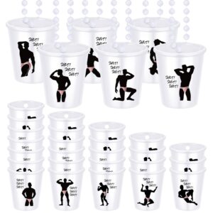 janmercy 12 pieces beaded shot glass necklaces plastic shot necklace cups naughty shot glass favors bridal party decorations for bridal shower wedding party supplies (rose gold)