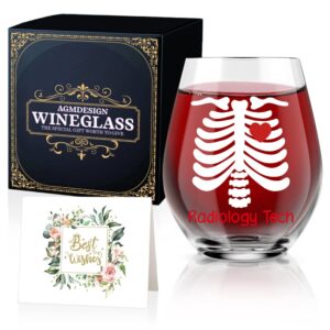 agmdesign funny two sided good day bad day don't even ask radiology tech wine glass, gift for doctor, medicine, assistant, physician, nurse, students, graduation gifts for men women