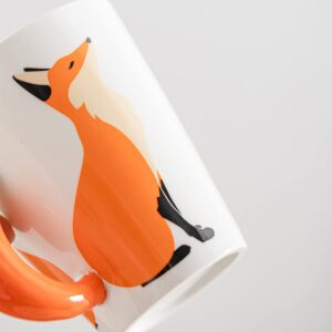 FRYSEFDFV Cute Cartoon Animal Shape Fox Porcelain Coffee Mugs Gifts For Women & Men, 12oz Funny White Ceramic Cups for Latte, Hot Tea, Cappuccino, Mocha, Cocoa