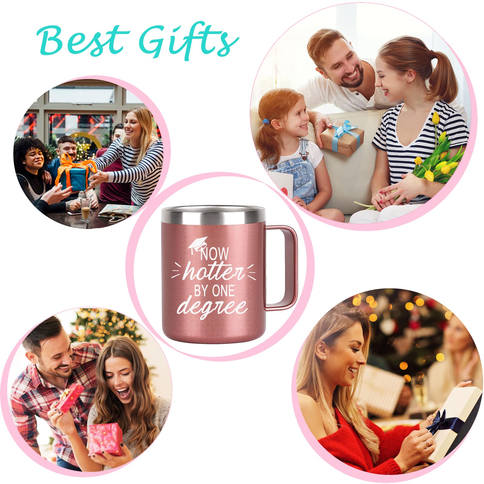 Graduation Gifts for Her Now Hotter by One Degree Stainless Steel Insulated Mug with Handle Gifts for College High School Graduates Female College High School Graduation Gifts for Friends Rose Gold