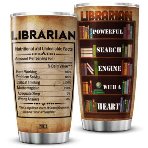 zoxix librarian coffee tumbler for women vintage book lover gift ideas stainless steel cup for librarians library workers day insulated tumblers bookish gifts bookaholic mug cups