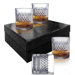 msaaex whiskey glasses old fashioned whiskey glass barware for scotch, bourbon, liquor and cocktail drinking for men and women - set of 4