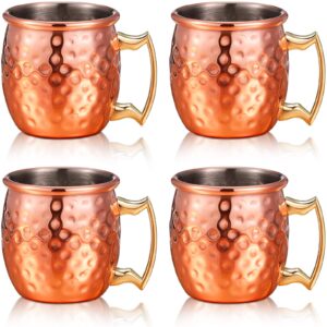 4 pieces mini moscow mugs 2 oz mule shot glasses for home, kitchen, bar drinkware (rose gold)