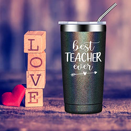 Fufandi Best Teacher Ever, Birthday Gifts for Teacher from Student, Kids, Appreciation Christmas Gifts for Women, Men, Best Friend, Ladies, Classroom - Travel Tumbler Cup