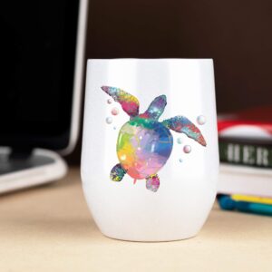 KLUBI Sea Turtle Gifts - Wine or Coffee Mug/Tumbler With Lid 12oz - Idea for Turtle Lover, Stuff, Glass, Jewelry, Women, Decor