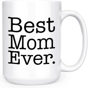 artisan owl best mom ever - 15oz double-sided coffee tea mug (white)