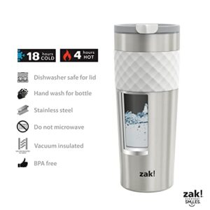 Zak Designs Aberdeen Vacuum Insulated 18/8 Stainless Steel Travel Tumbler with Leak-Proof Click Lid and Silicone Wrap, Fits in Car Cup Holders (Non-BPA, 24 oz, White)