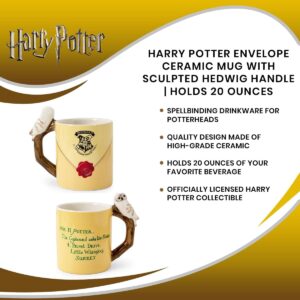 Silver Buffalo Harry Potter Envelope Ceramic Mug With Sculpted Hedwig Handle | Holds 20 Ounces