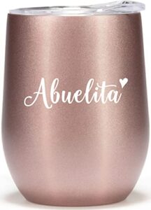 violet & gale abuelita gifts for grandma - 12oz tumbler cup wine glass - abuela gifts in spanish - taza para mi abuela