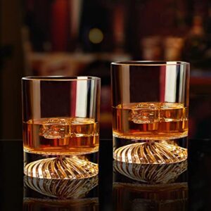 KITNATS Old Fashioned Whiskey Glasses Set of 4 12oz Rocks Glasses Coaster set Drinking for Bourbon Scotch Cocktails Rum Cognac Vodka Perfect Gifts for Men