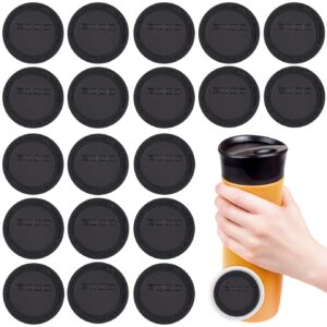 wxj13 20 pieces rubber bottoms for sublimation tumblers, silicone bottoms for tumblers, protective anti-slip rubber bottom with adhesive for skinny tumblers, wine tumblers, mason jars, black(56mm)