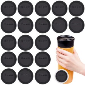 WXJ13 20 Pieces Rubber Bottoms for Sublimation Tumblers, Silicone Bottoms for Tumblers, Protective Anti-Slip Rubber Bottom with Adhesive for Skinny Tumblers, Wine Tumblers, Mason Jars, Black(56mm)