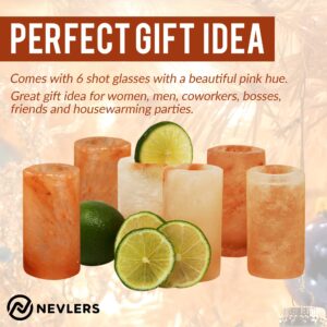 Nevlers 6 PCS Himalayan Salt Shot Glasses for Tequila, All Natural Himalayan Salt Tequila Shot Glasses - Handcrafted Shot Glass - 3" H Himalayan Shot Glasses | Himalayan Salt Glasses Tequila