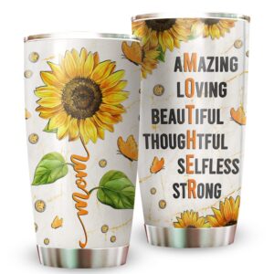 Gifts for Mom - Birthday Gifts for Mom & Mothers Day Gifts From Daughter Son - Mom Gifts From Kids Mother's Day Gifts For Mom - Mom Gifts For Mother Day - Sunflower Stainless Steel Tumbler 20oz