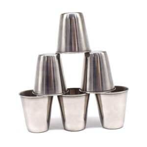 AUEAR, 6 Pack 2 Oz Stainless Steel Shot Glass Espresso Shot Cups Barware Drinking Vessel for Bar Home Restaurant