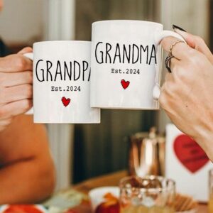 Dnuiyses Grandparents Est 2024 Coffee Mugs Set of 2, Pregnancy Reveal, New Great Grandma Gift, New Baby Announcement, Baby Reveal, Surprise Publicity Mug Gifts, New Grandma Gift-59