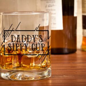 Daddy’s Sippy Cup Whiskey Glass - Funny New Dad Gifts for First Time Parents - Unique Christmas, Fathers Day, or Birthday Gift for Expecting Father - 11oz Premium Scotch Glass