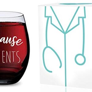 GSM Brands Stemless Wine Glass for Nurses and Doctors (Because Patients) Made of Unbreakable Tritan Plastic and Dishwasher Safe - 16 ounces