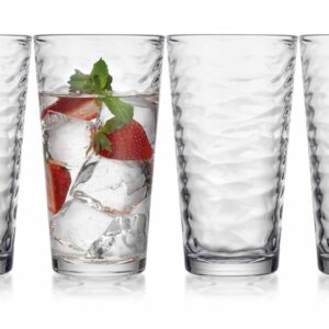 Glaver's Drinking Glasses Set of 4 Highball Glass Cups, 17 Oz. Basic Cooler Glassware, ideal for Water, Juice, Cocktails, Iced Tea and more. Dishwasher Safe.