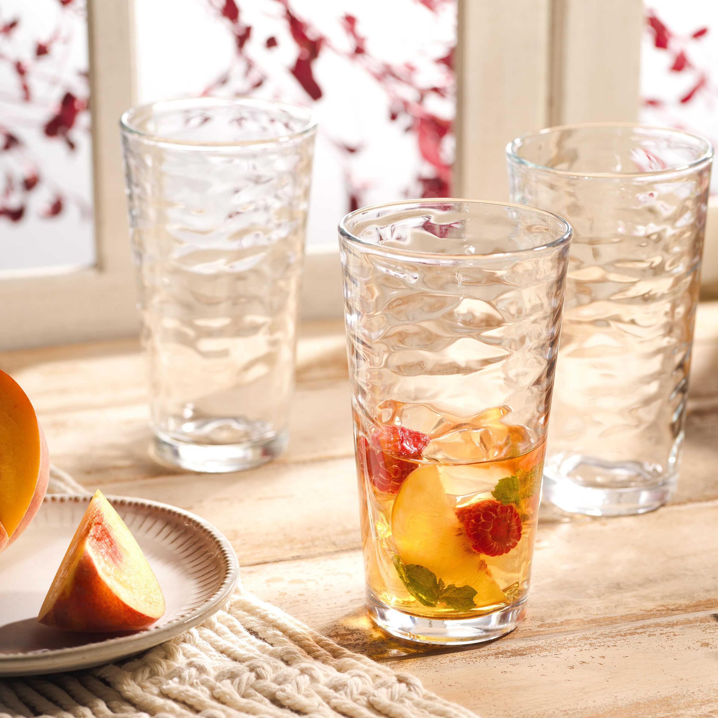 Glaver's Drinking Glasses Set of 4 Highball Glass Cups, 17 Oz. Basic Cooler Glassware, ideal for Water, Juice, Cocktails, Iced Tea and more. Dishwasher Safe.