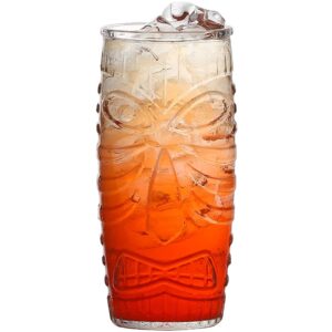 Cedilis 6 Pack 20 Ounce Modern Bar Tiki Glasses Tiki Cup Tiki Mug, Double Old Fashioned Glass, Hawaiian Style Glass, Perfect for Mai Tai, Exotic Zombie Cocktails, Tropical Island Drinks