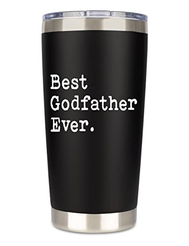 JENVIO Fathers Day Godfather Gifts | Insulated Stainless Steel Tumbler/Mug with Lid and Straws from Godchild | Coffee Cup for Godparent Christmas Gift (20 Ounce)