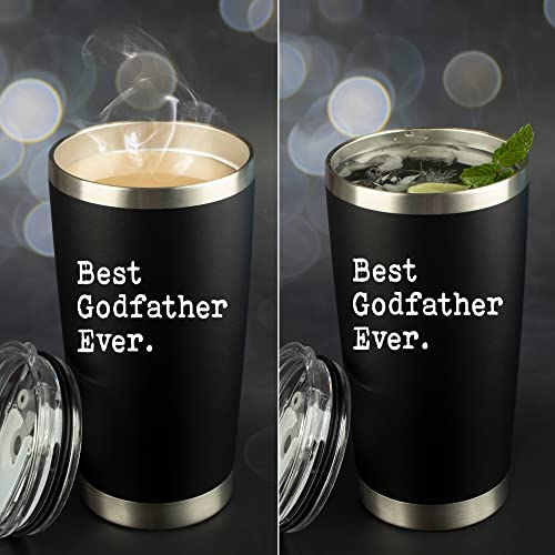 JENVIO Fathers Day Godfather Gifts | Insulated Stainless Steel Tumbler/Mug with Lid and Straws from Godchild | Coffee Cup for Godparent Christmas Gift (20 Ounce)