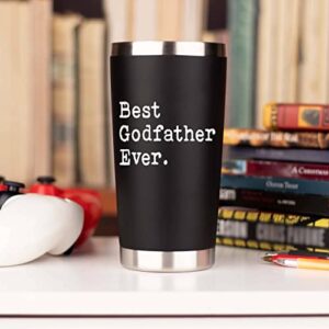 JENVIO Fathers Day Godfather Gifts | Insulated Stainless Steel Tumbler/Mug with Lid and Straws from Godchild | Coffee Cup for Godparent Christmas Gift (20 Ounce)