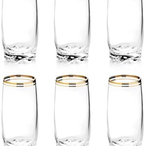 Qudasar PDTXCLS SPPRANDOM Zanzer 6-Piece Gold Glass Cup Set (Highball Glass (Set Of 6))