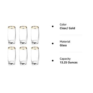 Qudasar PDTXCLS SPPRANDOM Zanzer 6-Piece Gold Glass Cup Set (Highball Glass (Set Of 6))