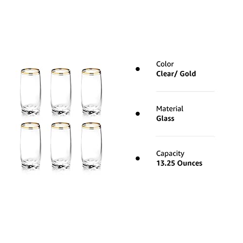 Qudasar PDTXCLS SPPRANDOM Zanzer 6-Piece Gold Glass Cup Set (Highball Glass (Set Of 6))