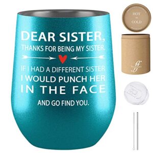 fancyfams sisters gifts from sister 12oz tumbler, birthday gifts for sister, gifts for sister from brother - (find you sister - turquoise)