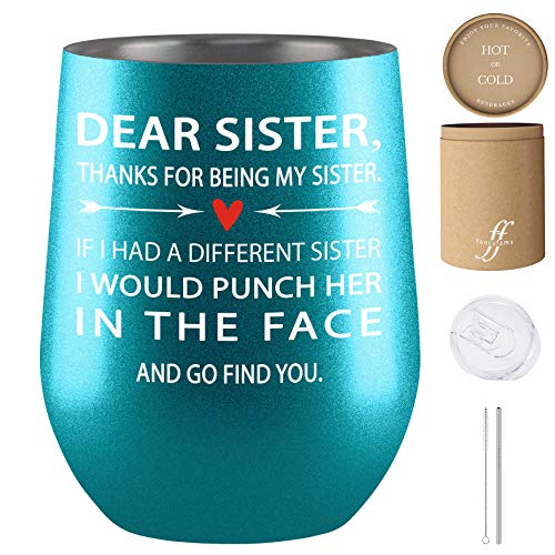 Fancyfams Sisters Gifts from Sister 12oz Tumbler, Birthday Gifts for Sister, Gifts for Sister from Brother - (Find You Sister - Turquoise)