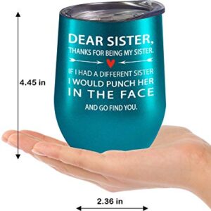 Fancyfams Sisters Gifts from Sister 12oz Tumbler, Birthday Gifts for Sister, Gifts for Sister from Brother - (Find You Sister - Turquoise)