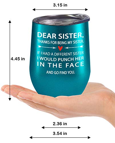 Fancyfams Sisters Gifts from Sister 12oz Tumbler, Birthday Gifts for Sister, Gifts for Sister from Brother - (Find You Sister - Turquoise)