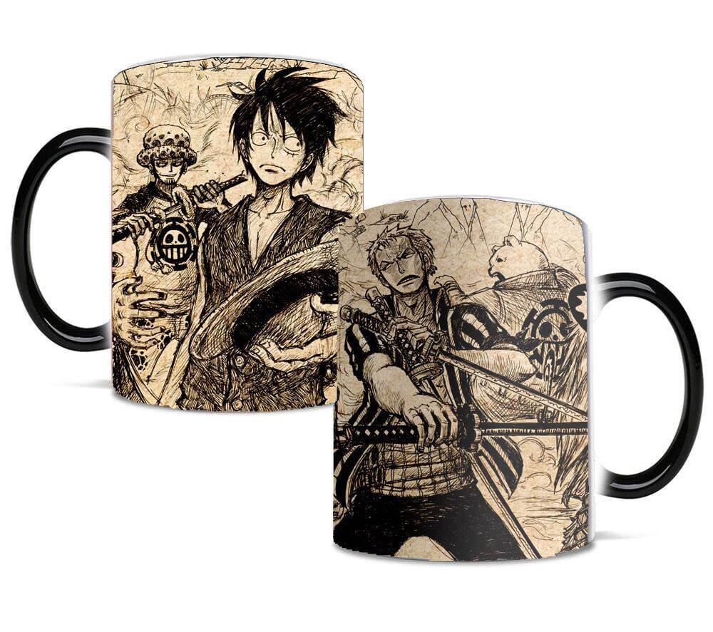 Funcious One Piece Luffy Color Changing Heat-Sensitive Reactive Ceramic Coffee Mug One Piece Anime Mug Hand Drawing