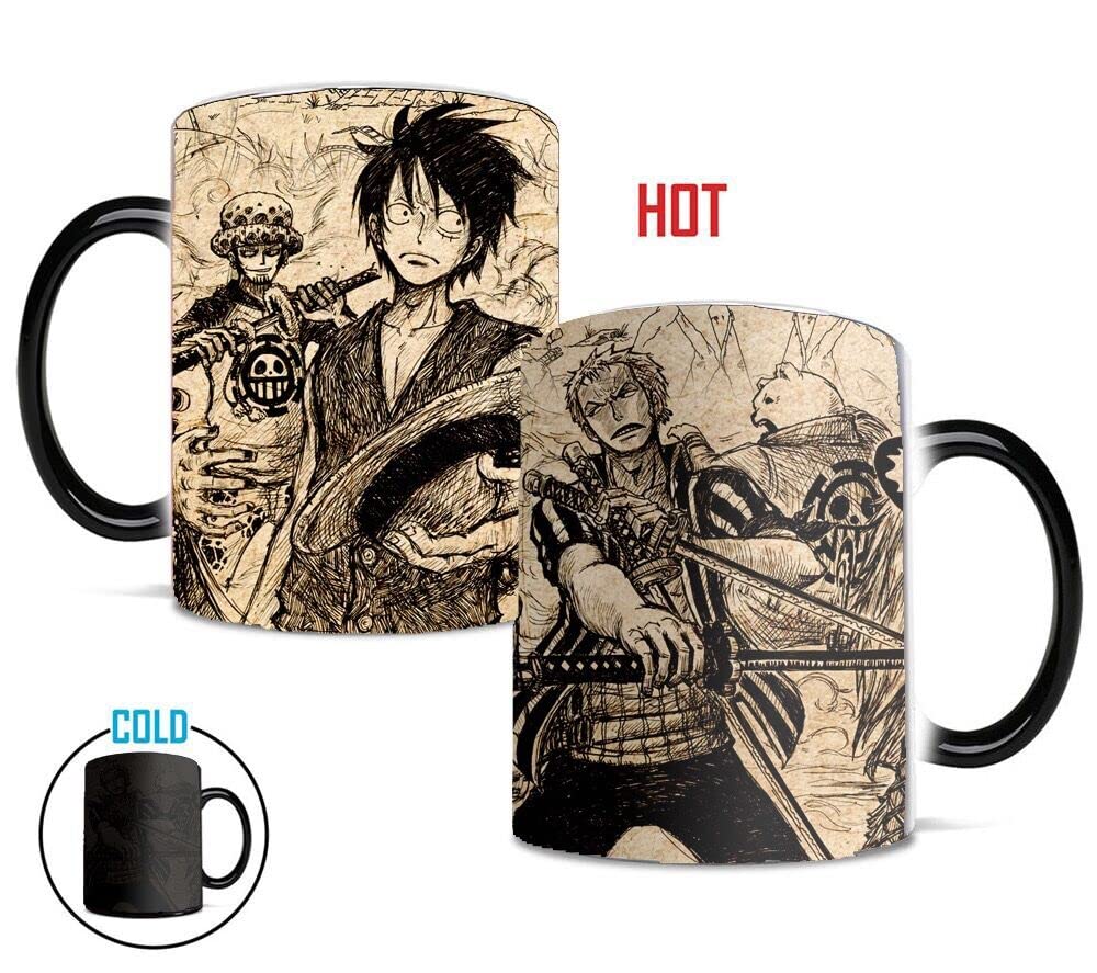 Funcious One Piece Luffy Color Changing Heat-Sensitive Reactive Ceramic Coffee Mug One Piece Anime Mug Hand Drawing