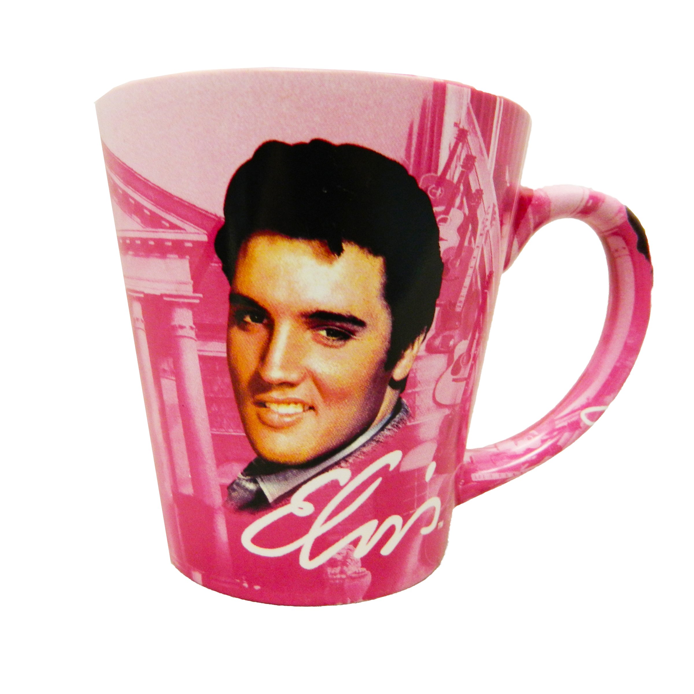 Mid-South Products Elvis Mug - 12 oz - Latte Pink with Guitars