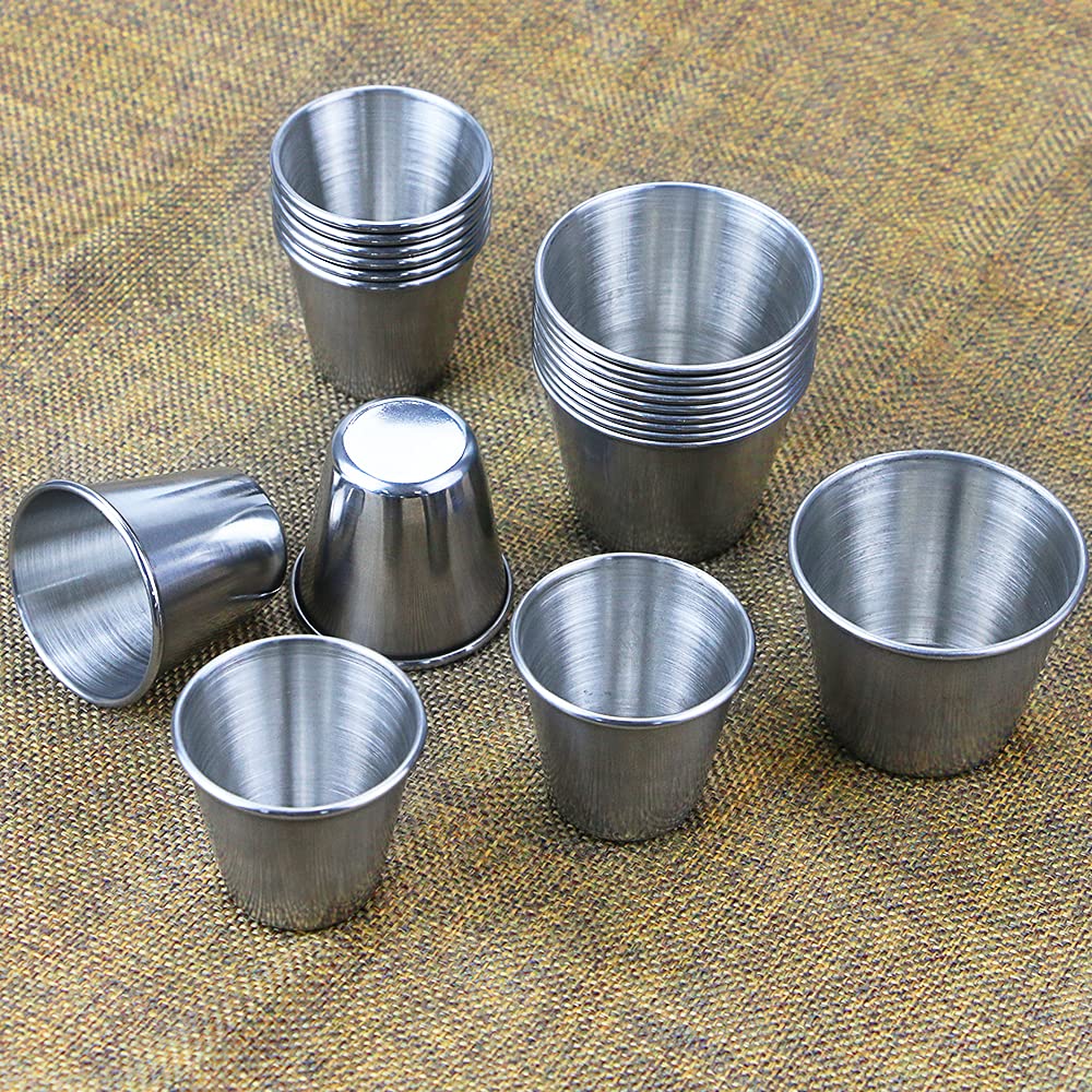 Nexxxi 20 Pack Stainless Steel Shot Cups, Stainless Steel Shot Glass Drinking Tumbler, 1 and 1.5Ounce