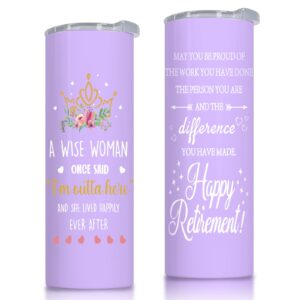 retirement gifts for women, happy retirement tumbler best retirement gifts ideas for coworker, teacher, nurse,doctor, mom, boss,female friend, grandma, retirees, funny ladies retired cup gifts for her