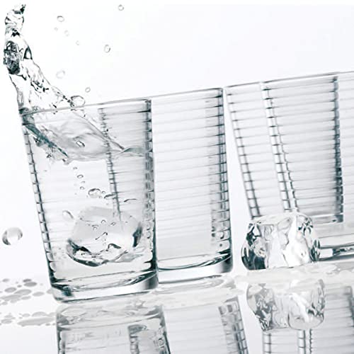 Palais Glassware Striped Collection; Striped Clear Glass Set