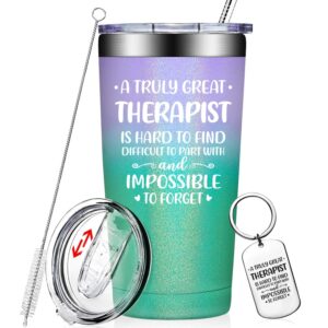 grifarny therapist gifts mental health - physical therapist gifts for women - christmas, thank you gifts for therapist - a great therapist is hard to find - therapist tumbler cup 20oz