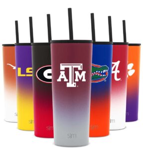simple modern officially licensed collegiate texas a&m aggies insulated tumbler with straw and flip lids | gifts for men and women 24oz travel mug thermos | classic collection | texas a&m university
