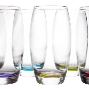 Red Co. Large 16 oz Multicolored Drinking Glass Set of 6 for Water, Beverage, Cocktail, Mixed Drinks