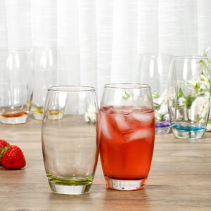 Red Co. Large 16 oz Multicolored Drinking Glass Set of 6 for Water, Beverage, Cocktail, Mixed Drinks