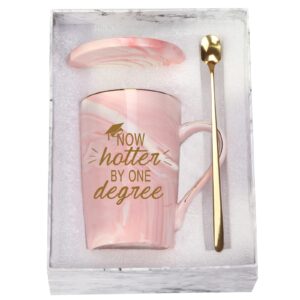 wenssy graduation gifts for her now hotter by one degree mug gifts for college high school graduates men's female college high school graduation gifts for friends 14 ounce pink with box spoon coaster