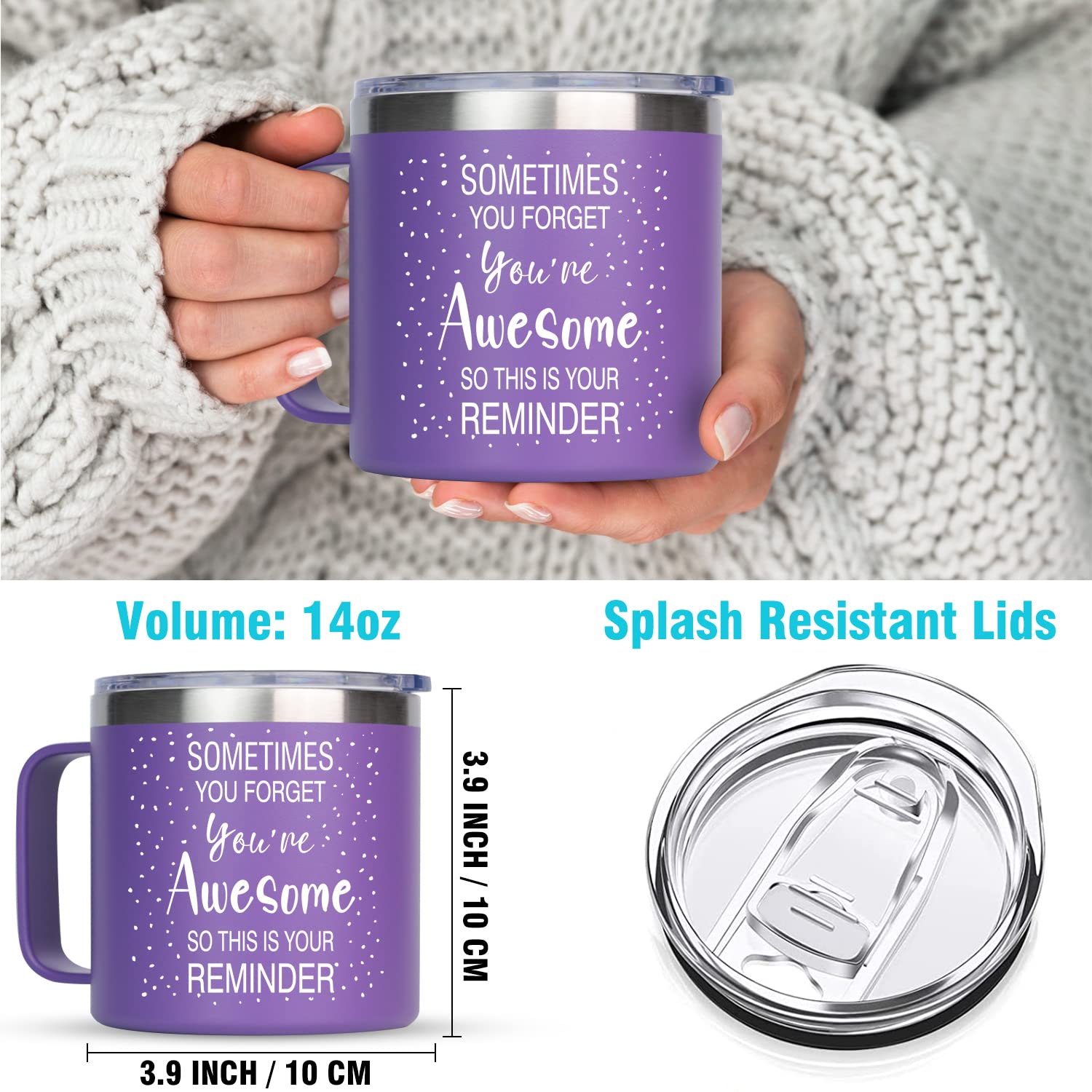 Birthday Gifts for Women Friendship - Inspirational Gifts Sometimes You Forget You are Awesome Purple Tumbler - Gifts for Friends Female Gifts for Mom Best Friend Teacher Get Well Soon Gifts for Her