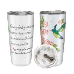 dandan 20oz hummingbird tumbler with lid gifts for women, stainless steel insulated tumblers sister birthday gifts, humming bird travel coffee mug for mother's day bird lovers gifts