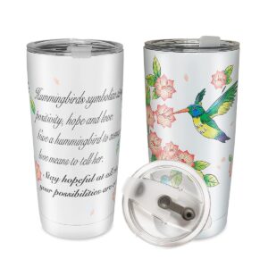 dandan 20oz Hummingbird Tumbler with Lid Gifts for Women, Stainless Steel Insulated Tumblers Sister Birthday Gifts, Humming bird Travel Coffee Mug for Mother's Day Bird Lovers Gifts